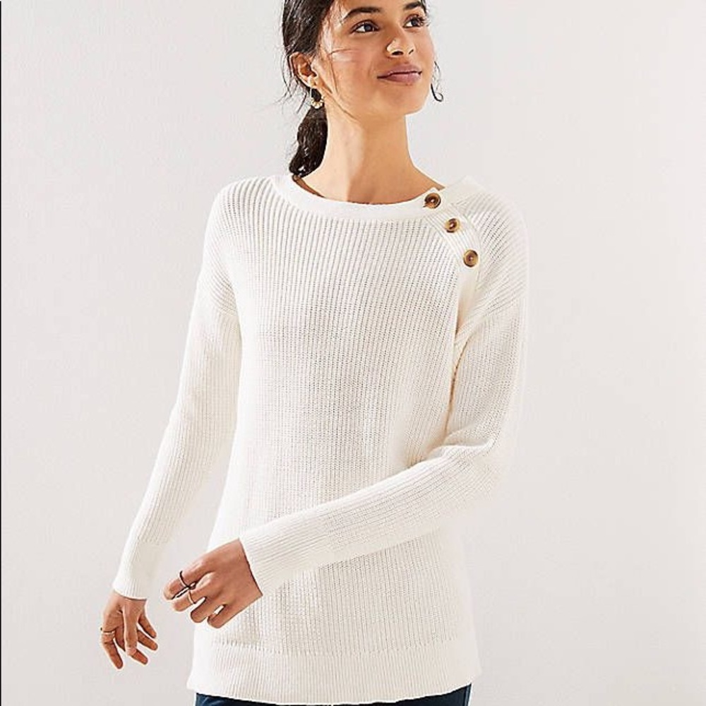 Loft Marled Shoulder Button Sweater